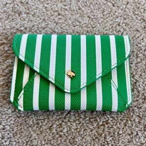 Kate Spade Green & White Striped Mini Wallet Card Holder
